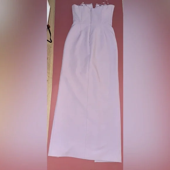 BCBGMaxAzria Lilac Column Strapless Gown w/ Split - Picture 7 of 11